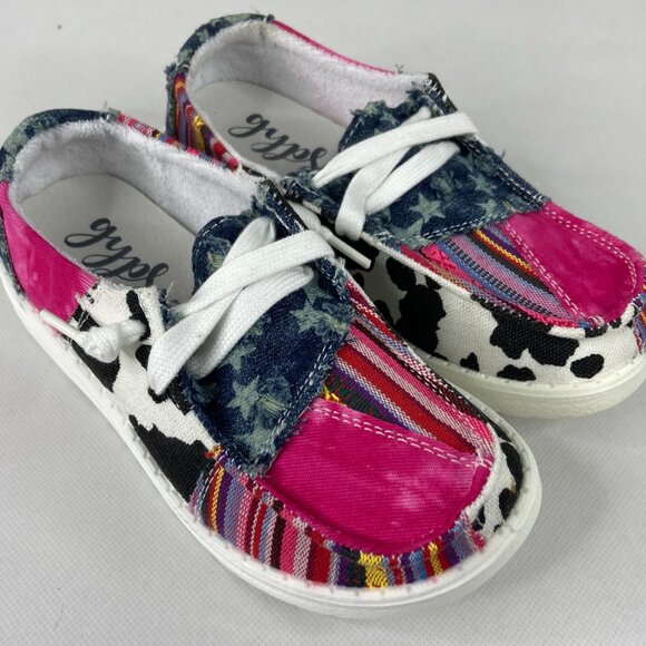 Gypsy Jazz Kid's Wild One Pink Leopard Print & Stripe Slip On Shoe - Picture 2 of 5